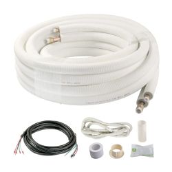 ICOOL 25 Ft. Mini Split Line Set 1/4 1/2 O.D. & 3/8 PE Thickened Insulated Coil Copper Pipes for Air Conditioner HVAC Refrigeration #1107DT3