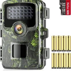 new Trail Camera, 2.7K 32MP Game Cameras with Night Vision Motion Activated Waterproof IP66, Hunting & Trail Cameras with 32GB MicroSD Card, Trail Cam