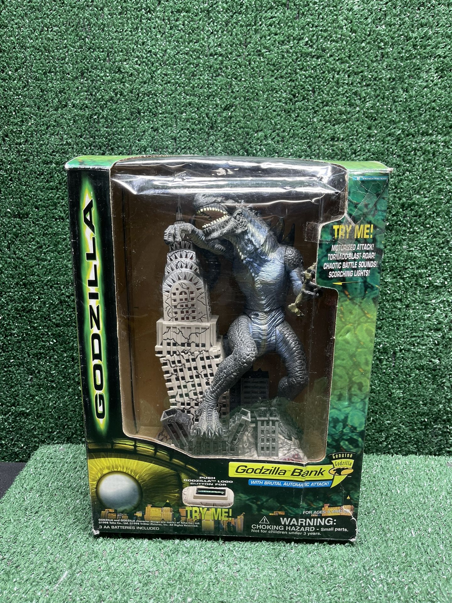 Vintage 1998 Godzilla Building Coin Bank Electronic Figure Trendmasters .