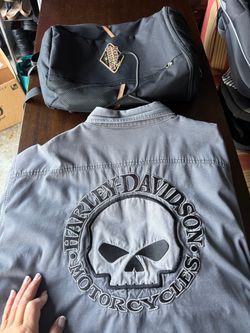 Harley Davidson jacket and backpack