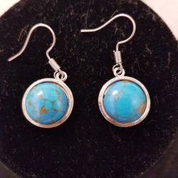 Copper Turquoise Earrings 925 Sterling Silver Thumbnail