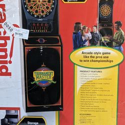 Electronic Arcade Style Dart Game In A Wood Grain Cabinet. ARACHNID Tournament Master