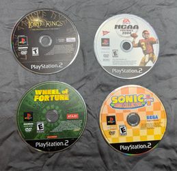 Lot of 4 PS2 Games Sonic Mega Collection Plus NCAA 2004 LOTR Wheel Fortun