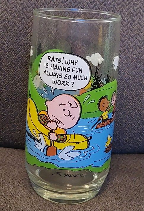 Vintage 1983 McDonalds Camp Snoopy Collection Glass - Peanuts Gang - Charlie Brown - Woodstock - Lucy - Pig Pen - Rare - Collectible - Fast Food