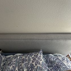 Queen Cushioned Bed Frame Gray