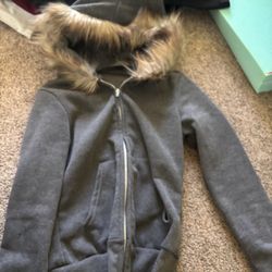 Y2k style furry zip up sweater 