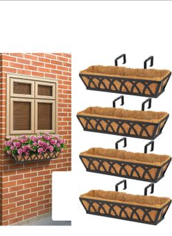 36IN Window Box Railing with Adjustable Brackets, 4 pcs