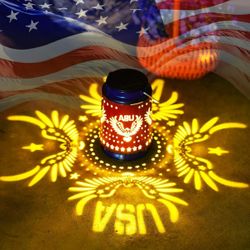 American Eagle Solar Lanterns Outdoor Waterproof:Hanging Lights Garden Decor for 4th of July Patriotic Decorations Fathers Day Gifts for Independence 