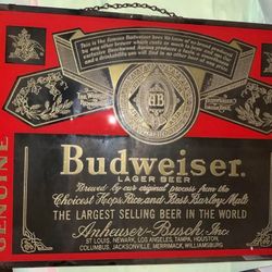 Antique Budweiser Bar Mirror Sign 