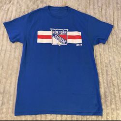 New York Rangers NHL T-Shirt - Blue w/ Stripe Shield Logo