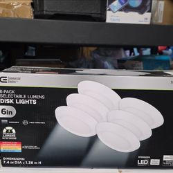 Commercial Electric 6-Pack 6in LED Disk Lights