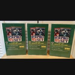3 SEALED BOXES of 1990 PRO SET NFL Football Trading Cards Series 1 