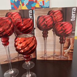 6 tall Red Candle Holders 