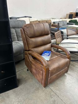 Genuine Leather Manual Recliner with Swivel Metal Base and 360 Degree Rocking Chair