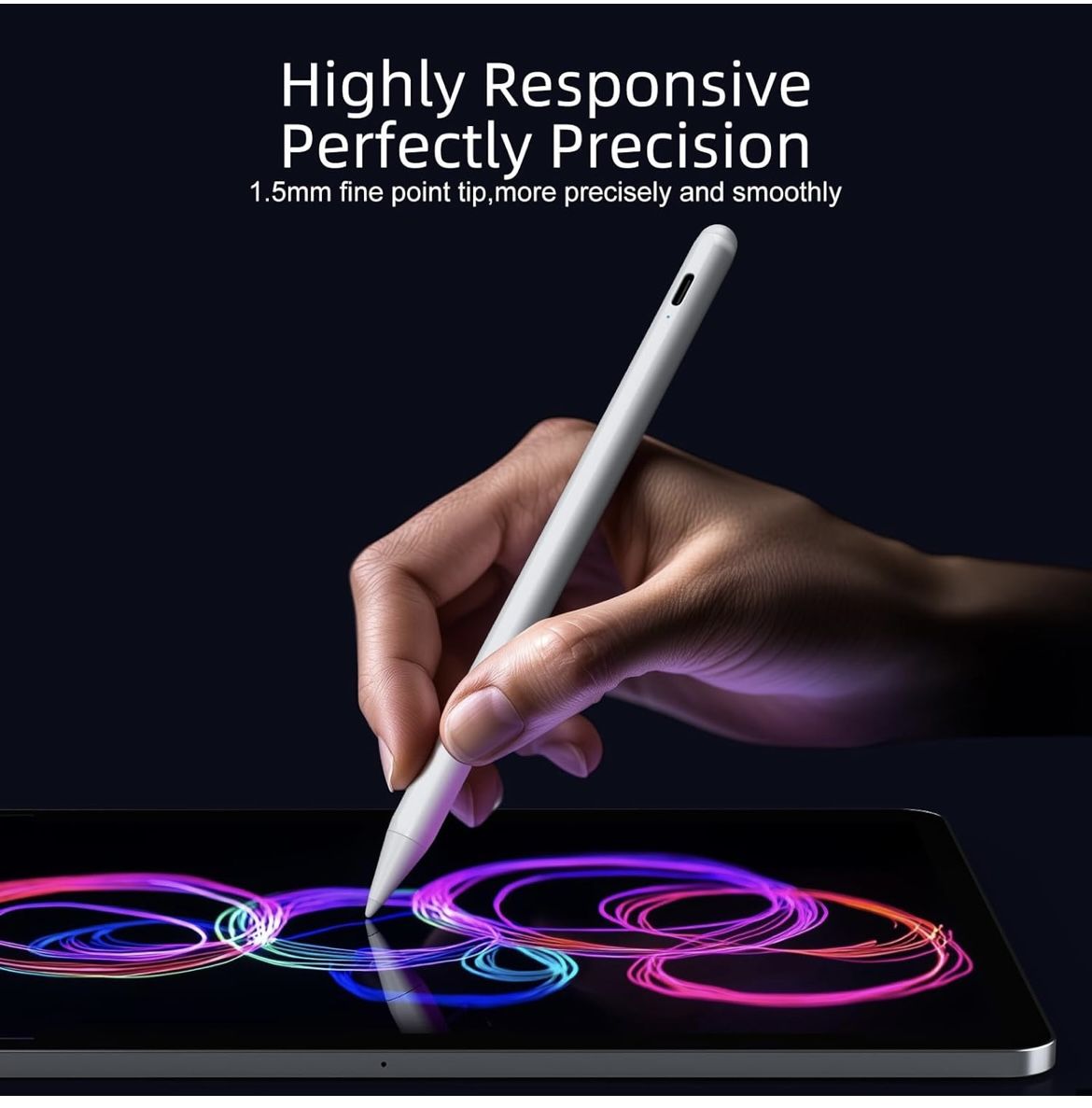 Stylus Pen for iPad 6th-11th Generation-2X Fast Charge Active Pencil Compatible with 2018-2025 Apple iPad Pro 11"/12.9"/M4, iPad Air 3/4/5/M2/M3,iPad