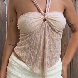 lace/ mesh baby pink top