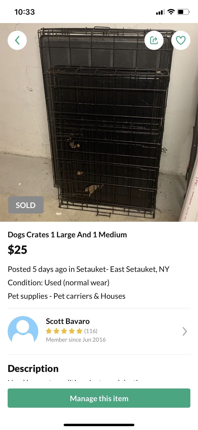Dogs Crate Medium ( NOT SOLD)