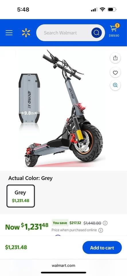 Electric Scooter 800W FAST Motor SPEED 28MPH&22-25Miles OFF ROAD Tires Disk Brakes LED Display