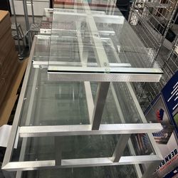 Aluminum frame glass table display 3 tiers