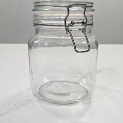 Square Glass Storage Jar with Airtight Hinged Locking Lid
