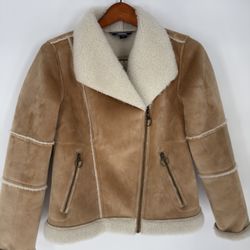 Lands End Tan Shearling Jacket 