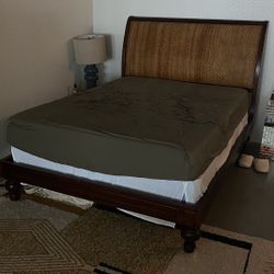 Antique Rattan Sleigh Bed