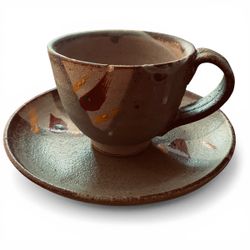 Vintage Artisan Made Cup and Saucer Set Exported from Japan