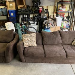 Brown Couch Sofa And Matching Chair Set Unique 2 Pillows