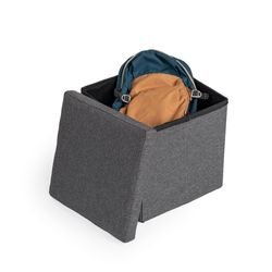 Homy Casa Elga 15" Folding Storage Ottoman, Grey, Open Box