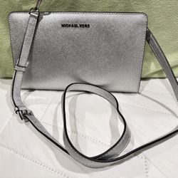 Michael Kors Silver Metallic Crossbody Bag