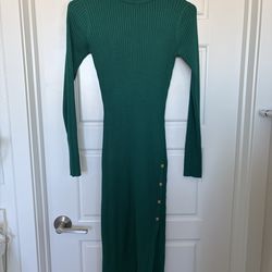 Womens Size M green Color Ribbed Dress