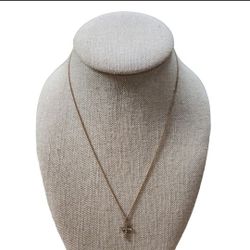 Gold Toned Bling Cross Pendant Necklace