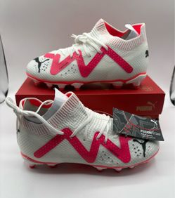 MSRP $140 Puma Future Pro FG AG Jr Kids Size 1 White Red Soccer Cleats Shoes New