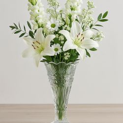 Shannon Crystal Czech Republic 1990s Cut Crystal Trumpet Vase, 14”, NWT