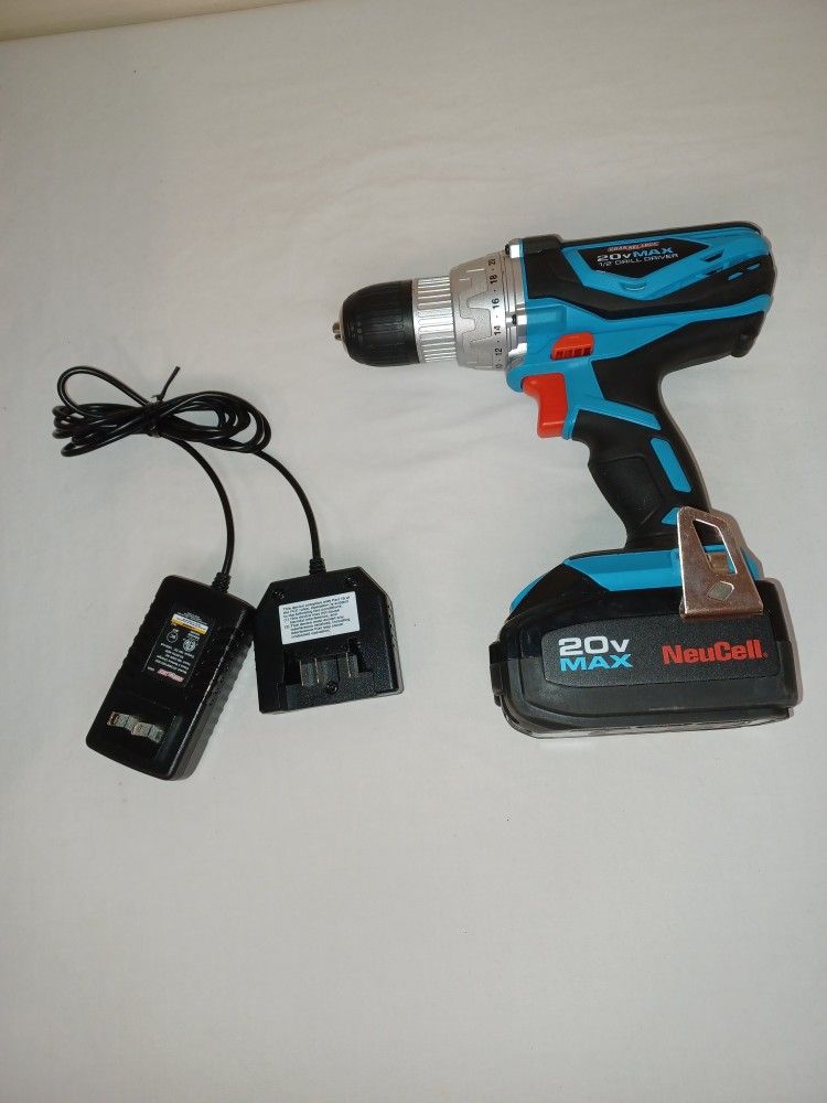 20 volt channel lock power drill with battery and charger