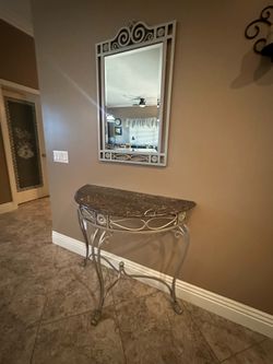 IRON TABLE AND MIRROR