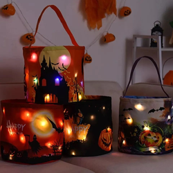 LED Light Halloween Trick Or Treat Candy Baskets