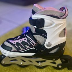 f 2PM SPORTS Cytia Pink Girls Adjustable Illuminating Inline Skates.  