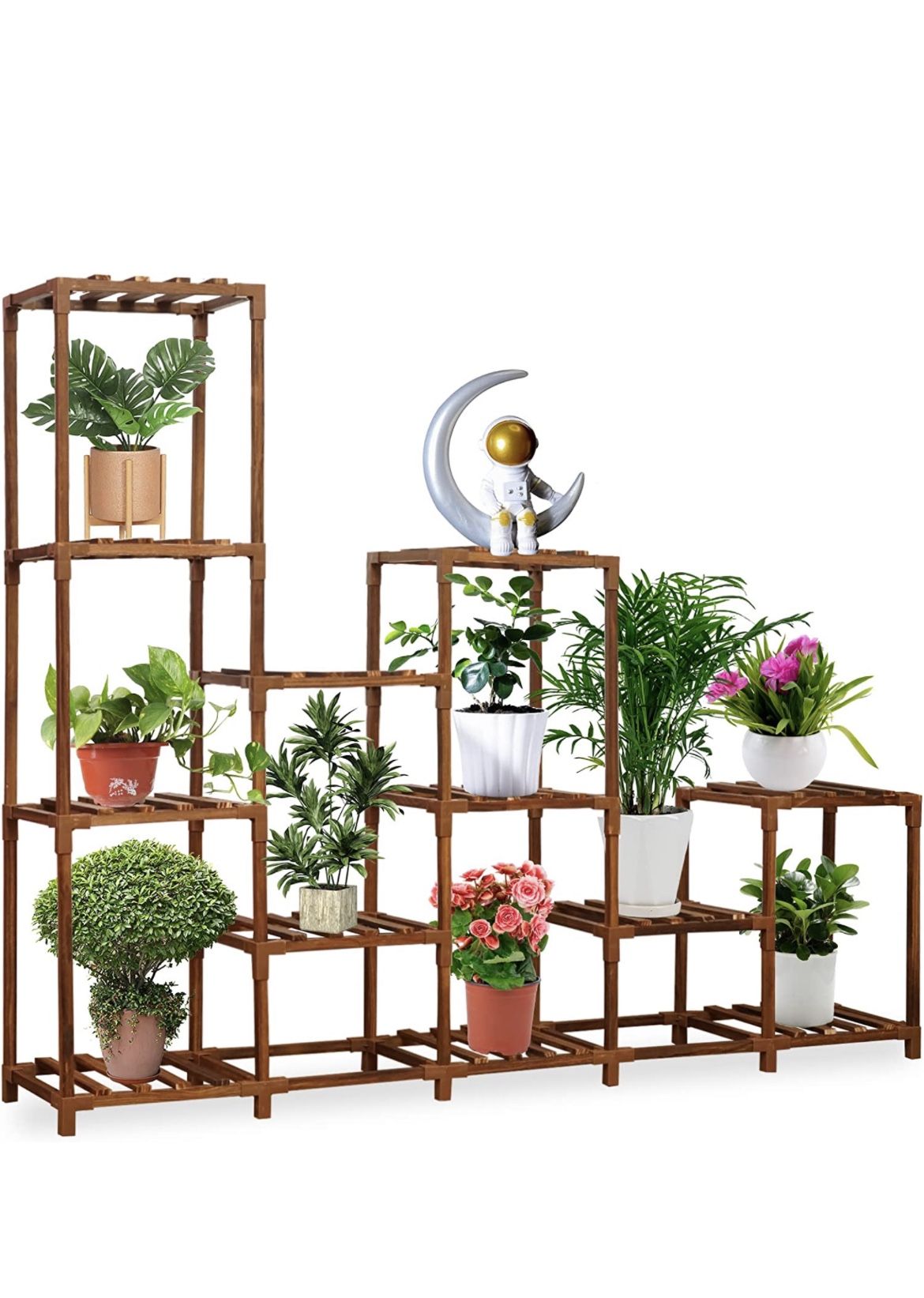 Tiers Plant Stand Indoor Outdoor, Large Wooden Plant Shelf Indoor Multi Tier Plant Display Organizer, Garden Flower Rack Plant Holder for Living Room