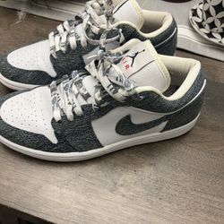 AIR JORDAN W'S AIR JORDAN 1 RETRO LOW CA  white, denim US Women 9.5