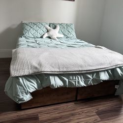 Wood Full Bed & mattress