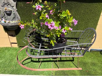 Rustic iron plant stand sleigh 🛷 4 feet long