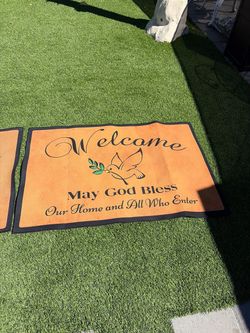 Welcome May God Bless Doormat (2)4ft long by 32”w