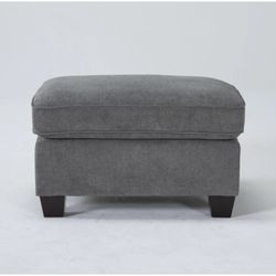 Reid Grey Fabric Wood Rectangle Ottoman
