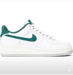 Green and white men Air Force ones