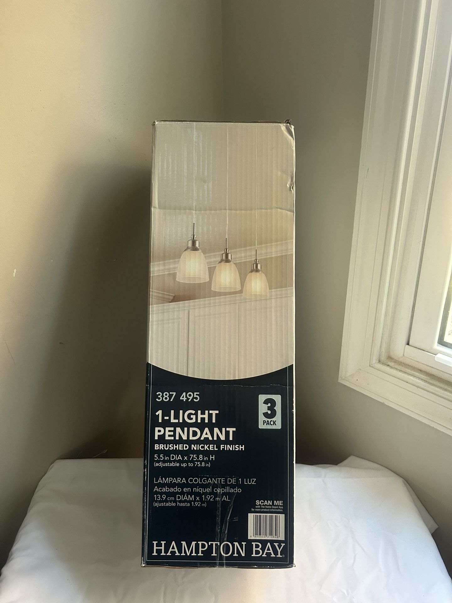 Hampton Bay 1-Light Brushed Nickel Mini-Pendant (3-Pack ) New in Box