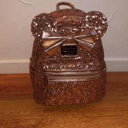 Minnie Mouse Gold Rose Sequence Backpack