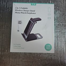 3 in 1 Foldable Wireless Charger Stand for Phone, Watch & Earphones