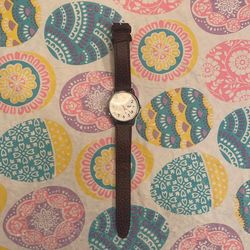 Timex Easy Reader Watch (Brown & Silver, 35mm Case Diameter and 12mm Thickness)