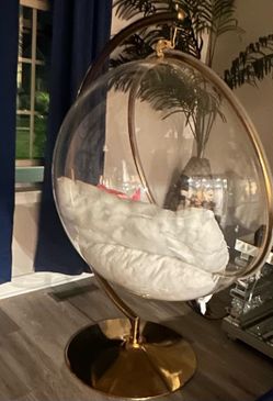 Meridian Furniture Luna White Fabric Acrylic Swing Bubble Accent Chair